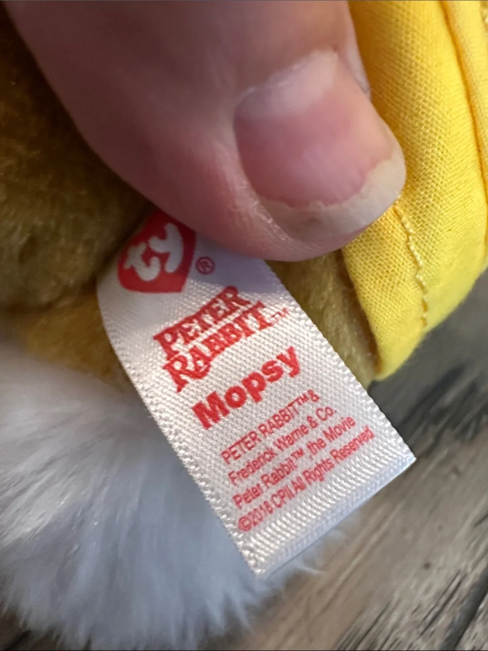 Ty Beanie Babies Mopsy Bunny Plush Peter Rabbit Movie Collection Yellow Coat NWT